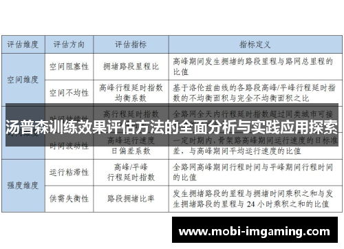 汤普森训练效果评估方法的全面分析与实践应用探索