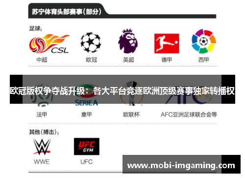 欧冠版权争夺战升级：各大平台竞逐欧洲顶级赛事独家转播权