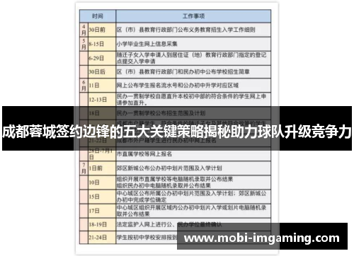 成都蓉城签约边锋的五大关键策略揭秘助力球队升级竞争力